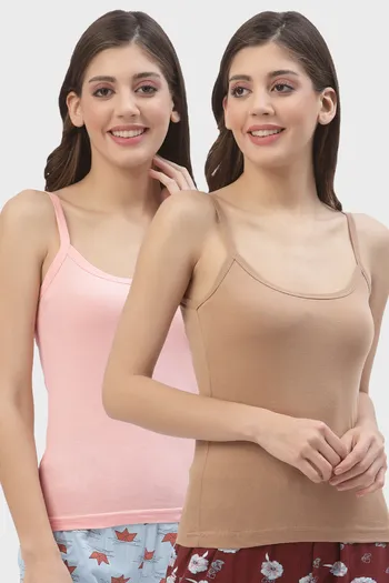 Buy Floret Cotton Camisole (Pack of 2) - Peach Nude